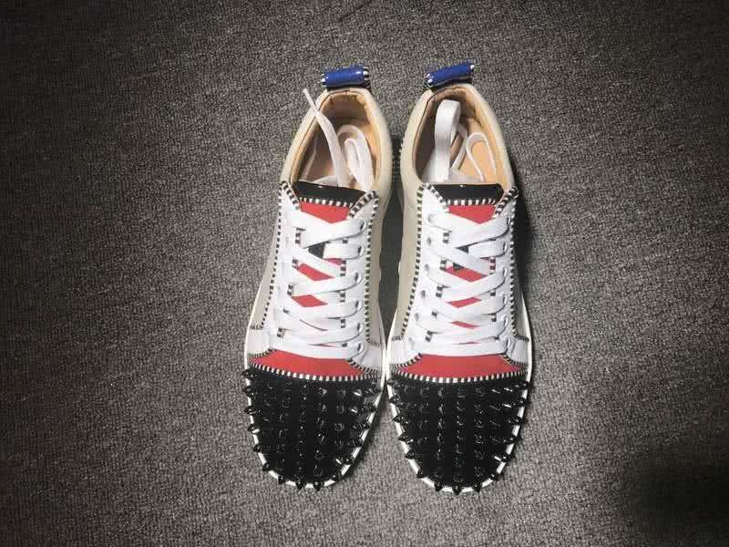 Christian Louboutin Low Top Lace-up Creamy Blue And Rivets On Toe Cap 2