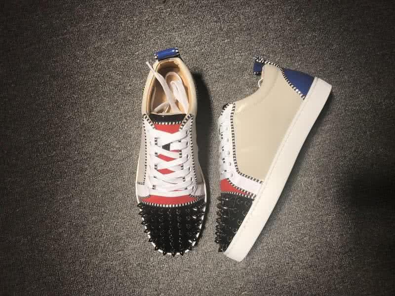 Christian Louboutin Low Top Lace-up Creamy Blue And Rivets On Toe Cap 3