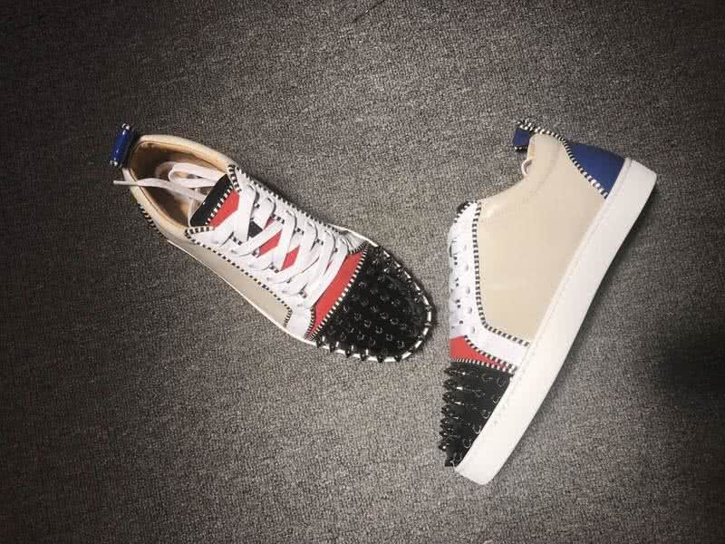 Christian Louboutin Low Top Lace-up Creamy Blue And Rivets On Toe Cap 4