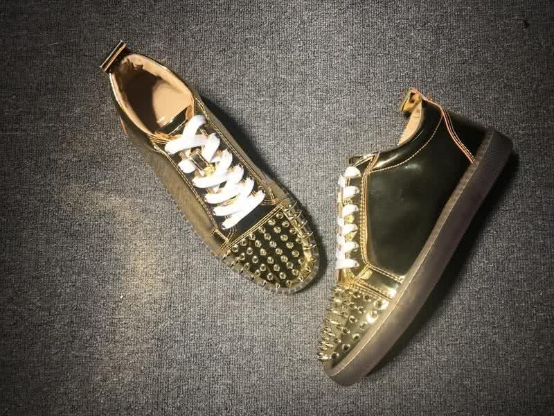 Christian Louboutin Low Top Lace-up Golden Rivets On Toe Cap 4