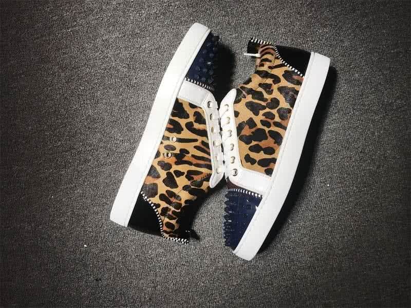 Christian Louboutin Low Top Lace-up Leopard And Dark Blue Rivets On Toe Cap 6