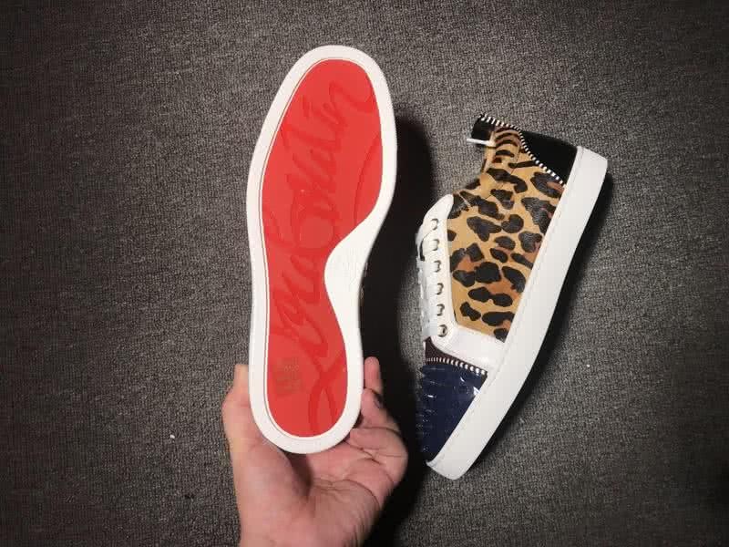 Christian Louboutin Low Top Lace-up Leopard And Dark Blue Rivets On Toe Cap 8