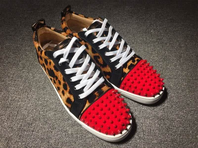Christian Louboutin Low Top Lace-up Leopard And Red Rivets On Toe Cap 4