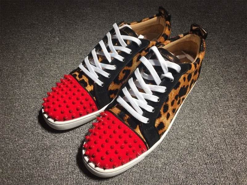 Christian Louboutin Low Top Lace-up Leopard And Red Rivets On Toe Cap 1