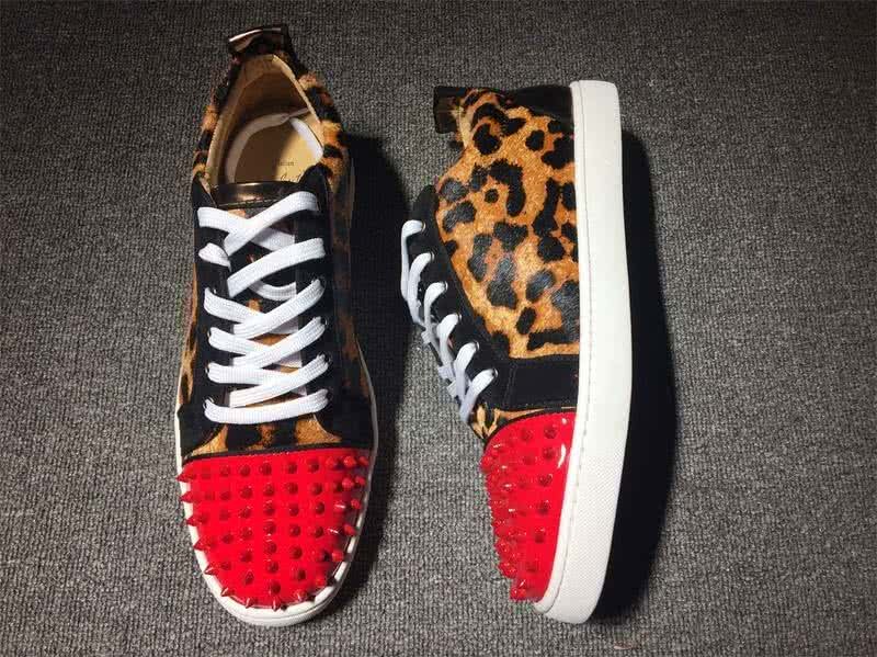 Christian Louboutin Low Top Lace-up Leopard And Red Rivets On Toe Cap 2