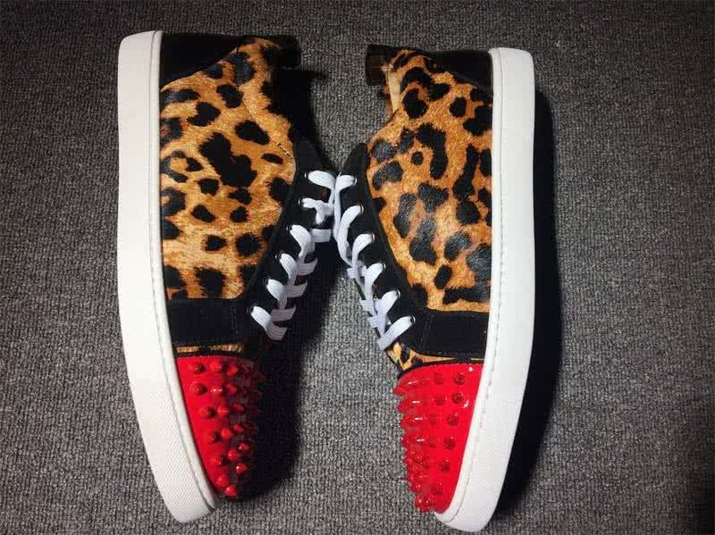 Christian Louboutin Low Top Lace-up Leopard And Red Rivets On Toe Cap 3