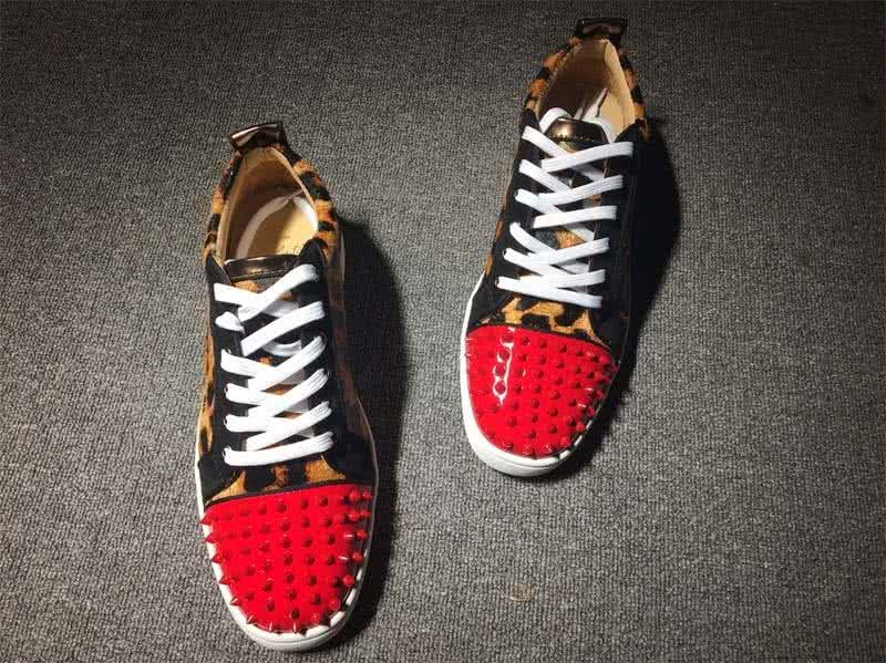 Christian Louboutin Low Top Lace-up Leopard And Red Rivets On Toe Cap 6