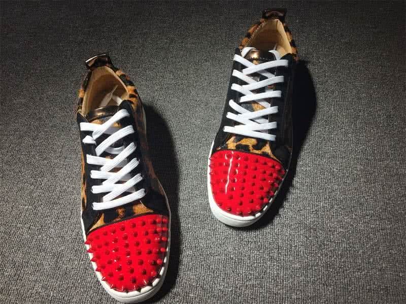 Christian Louboutin Low Top Lace-up Leopard And Red Rivets On Toe Cap 9