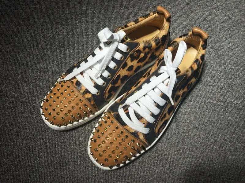Christian Louboutin Low Top Lace-up Leopard And Rivets On Toe Cap 1
