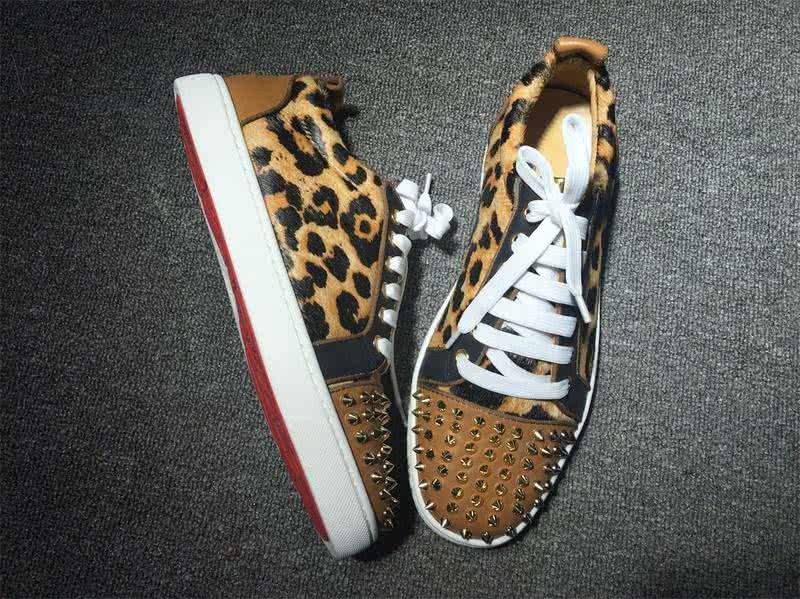 Christian Louboutin Low Top Lace-up Leopard And Rivets On Toe Cap 4