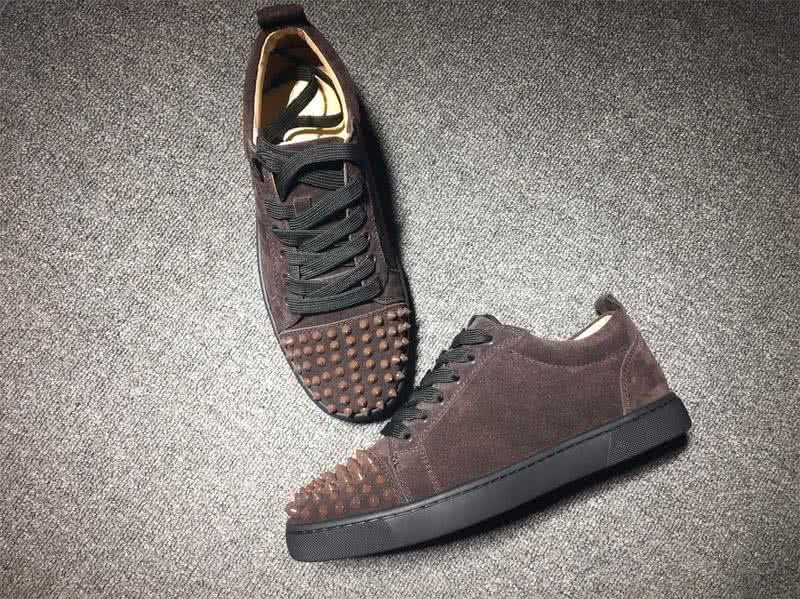 Christian Louboutin Low Top Lace-up Brown Suede And Rivets On Toe Cap 4