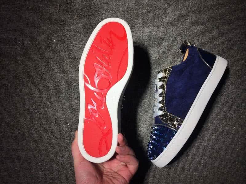 Christian Louboutin Low Top Lace-up Blue Suede And Rivets On Toe Cap 8
