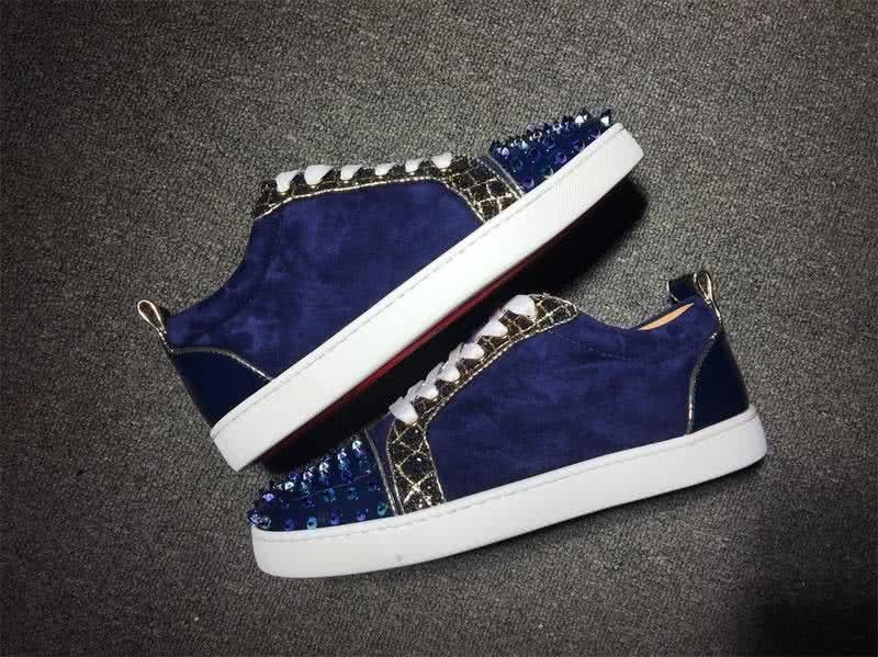Christian Louboutin Low Top Lace-up Blue Suede And Rivets On Toe Cap 9