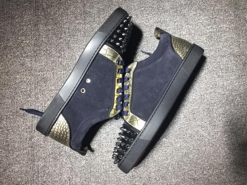 Christian Louboutin Low Top Lace-up Navy Blue Suece And Rivets On Toe Cap 6
