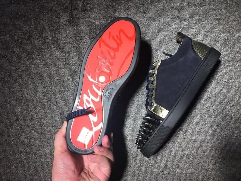 Christian Louboutin Low Top Lace-up Navy Blue Suece And Rivets On Toe Cap 8