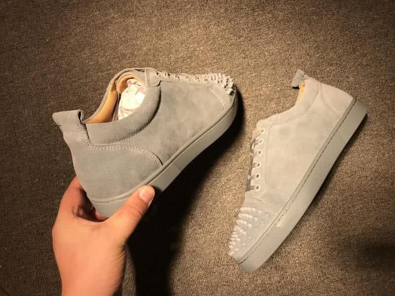 Christian Louboutin Low Top Lace-up Grey Suede And Rivets On Toe Cap 7