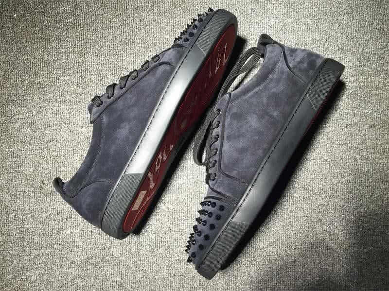 Christian Louboutin Low Top Lace-up Navy Blue Suede And Rivets On Toe Cap 5