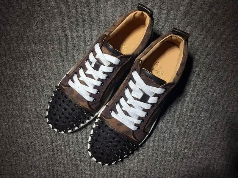 Christian Louboutin Low Top Lace-up Brown Camouflage And Rivets On Toe Cap 1