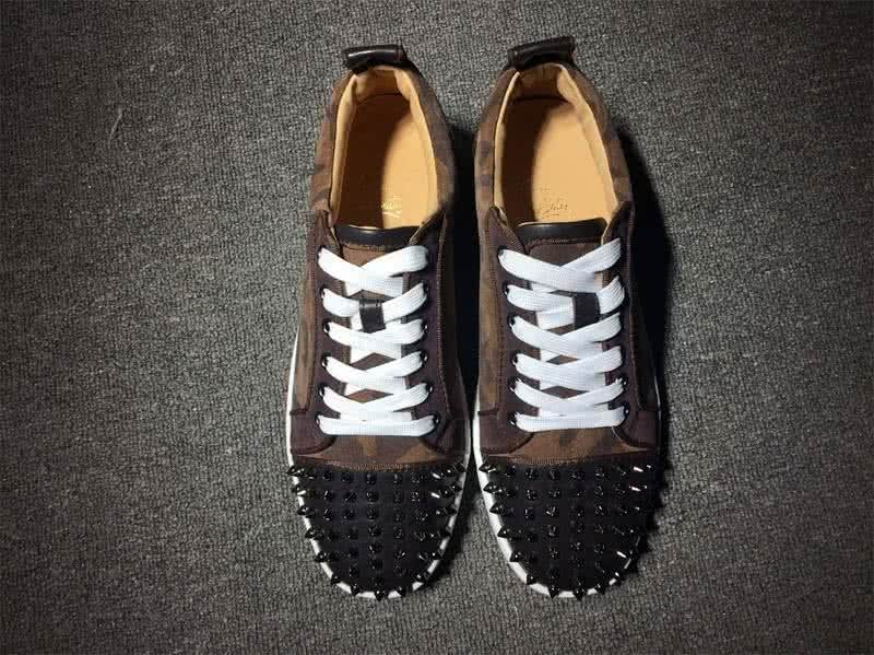 Christian Louboutin Low Top Lace-up Brown Camouflage And Rivets On Toe Cap 3