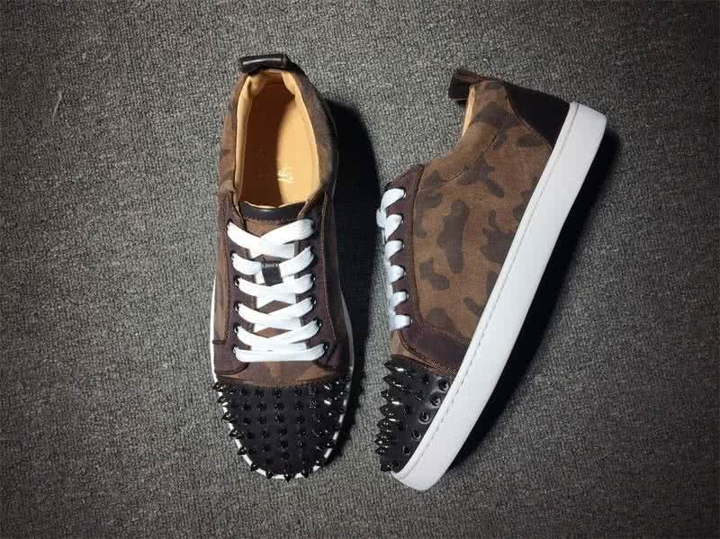 Christian Louboutin Low Top Lace-up Brown Camouflage And Rivets On Toe Cap 2
