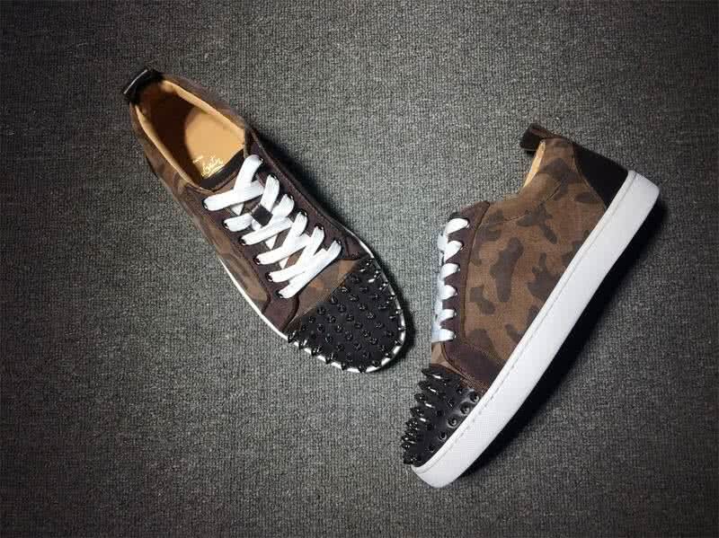Christian Louboutin Low Top Lace-up Brown Camouflage And Rivets On Toe Cap 4