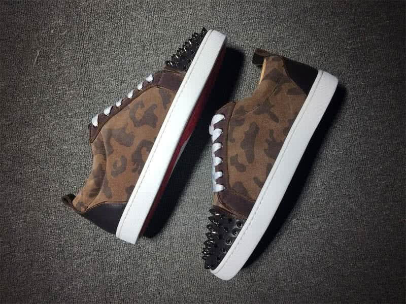Christian Louboutin Low Top Lace-up Brown Camouflage And Rivets On Toe Cap 6