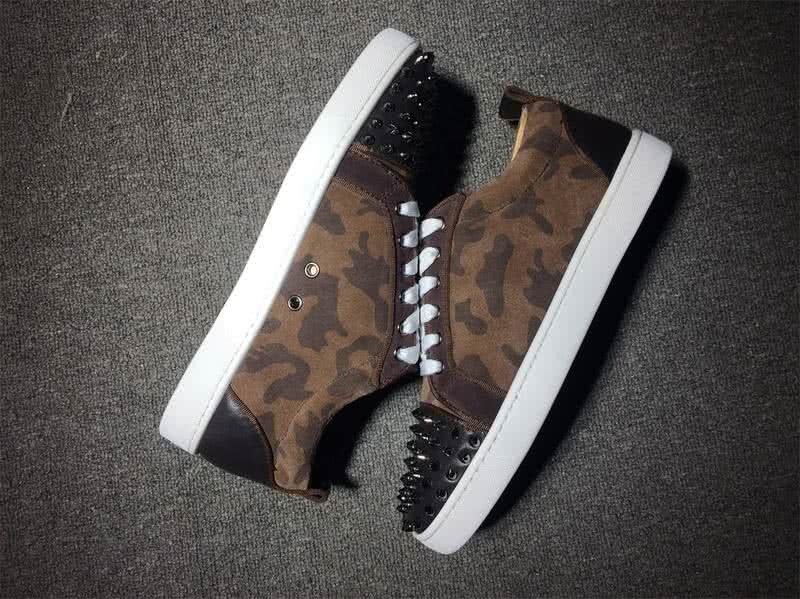 Christian Louboutin Low Top Lace-up Brown Camouflage And Rivets On Toe Cap 5