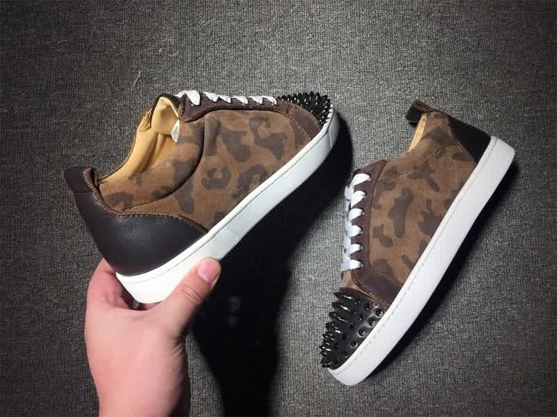 Christian Louboutin Low Top Lace-up Brown Camouflage And Rivets On Toe Cap 7