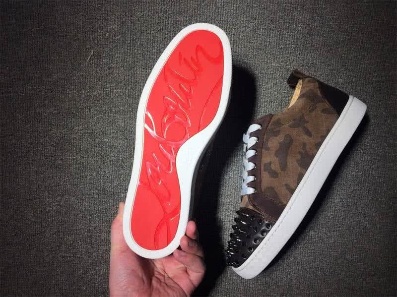 Christian Louboutin Low Top Lace-up Brown Camouflage And Rivets On Toe Cap 8
