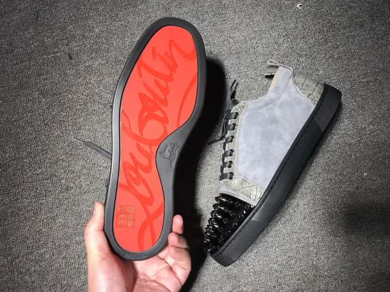 Christian Louboutin Low Top Lace-up Grey And Black Suede Rivets On Toe Cap 8