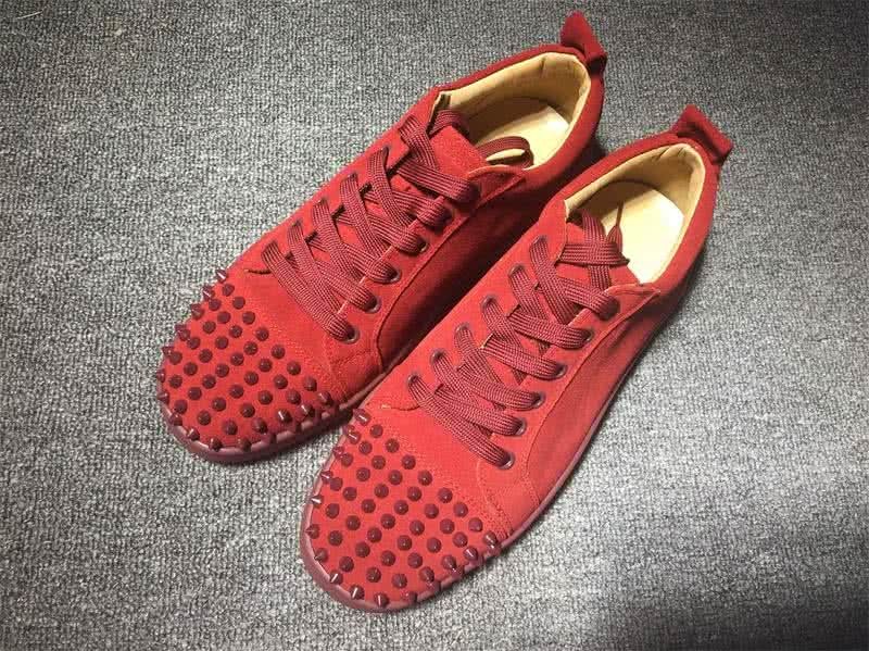 Christian Louboutin Low Top Lace-up Red Suede And Rivets On Toe Cap 1