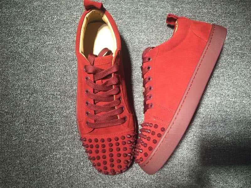 Christian Louboutin Low Top Lace-up Red Suede And Rivets On Toe Cap 2