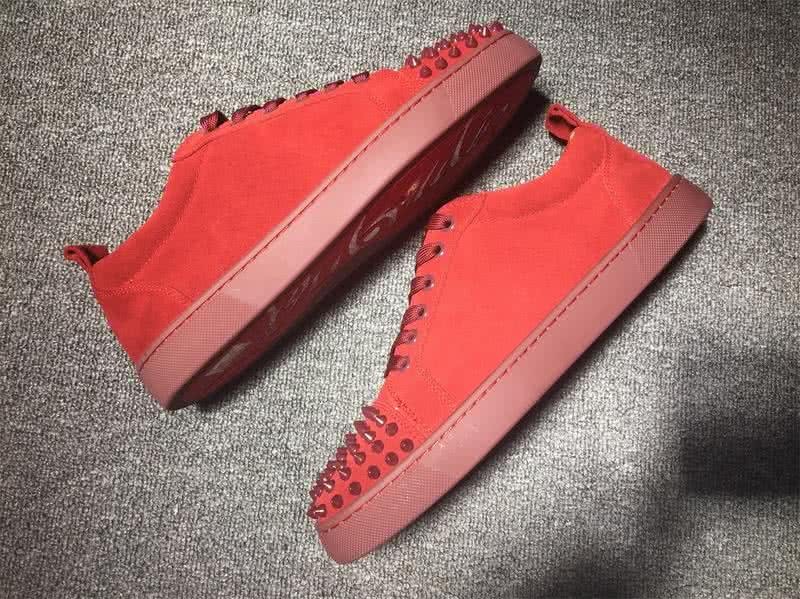 Christian Louboutin Low Top Lace-up Red Suede And Rivets On Toe Cap 8