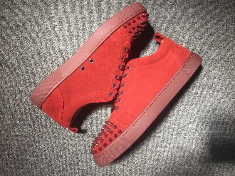 Christian Louboutin Low Top Lace-up Red Suede And Rivets On Toe Cap 9