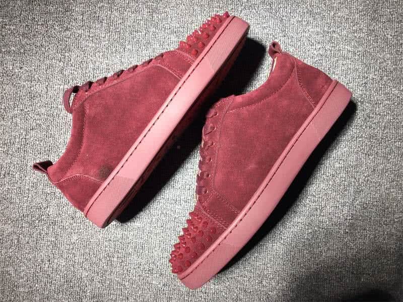 Christian Louboutin Low Top Lace-up Wine Suede And Rivets On Toe Cap 5