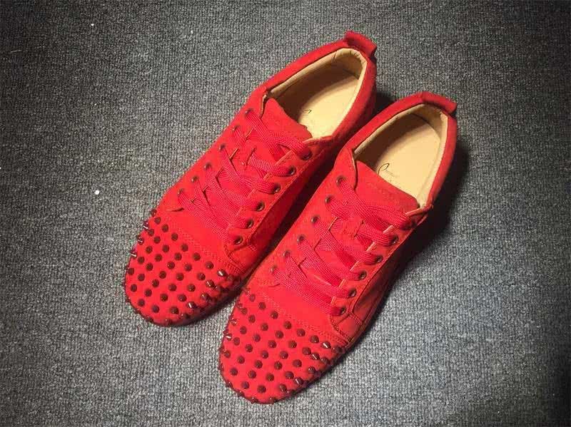 Christian Louboutin Low Top Lace-up Red Suede And Rivets On Toe Cap 1