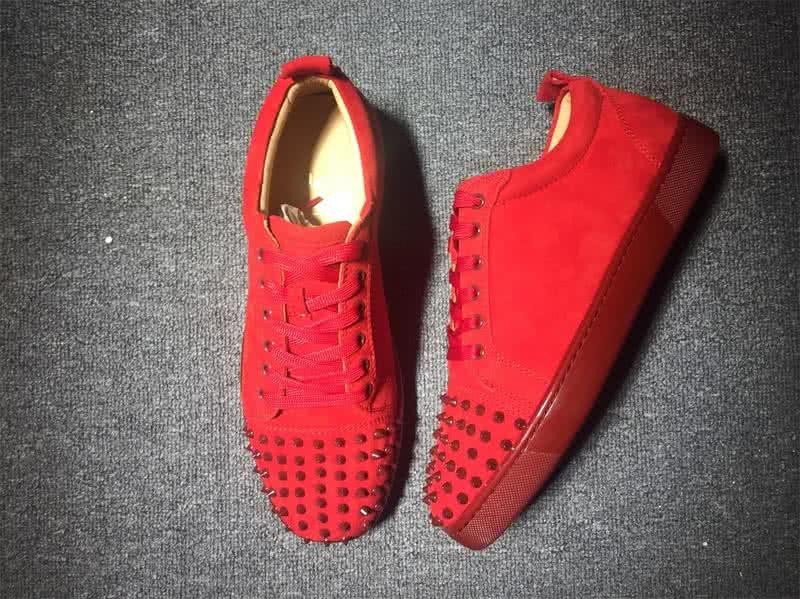 Christian Louboutin Low Top Lace-up Red Suede And Rivets On Toe Cap 2