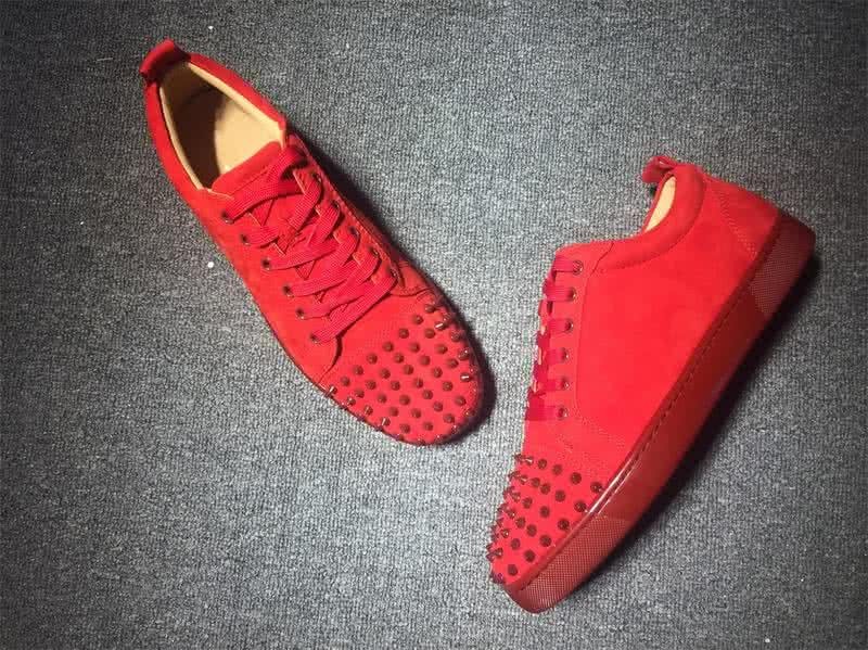 Christian Louboutin Low Top Lace-up Red Suede And Rivets On Toe Cap 4