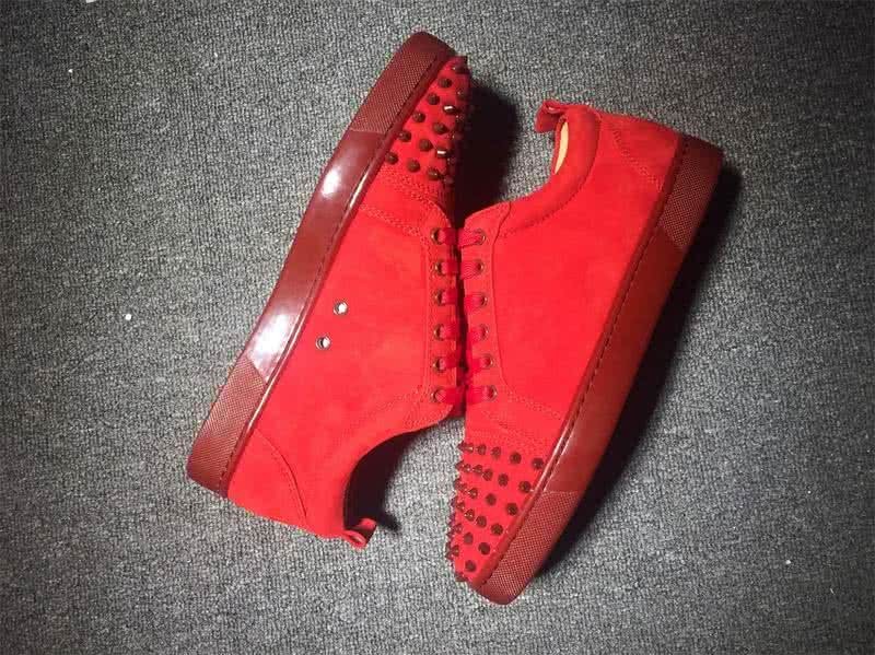 Christian Louboutin Low Top Lace-up Red Suede And Rivets On Toe Cap 6
