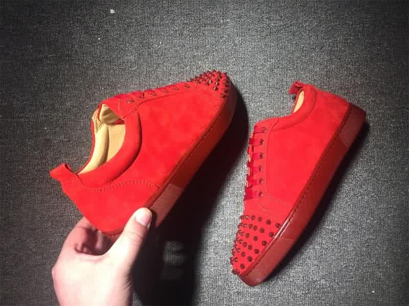 Christian Louboutin Low Top Lace-up Red Suede And Rivets On Toe Cap 7