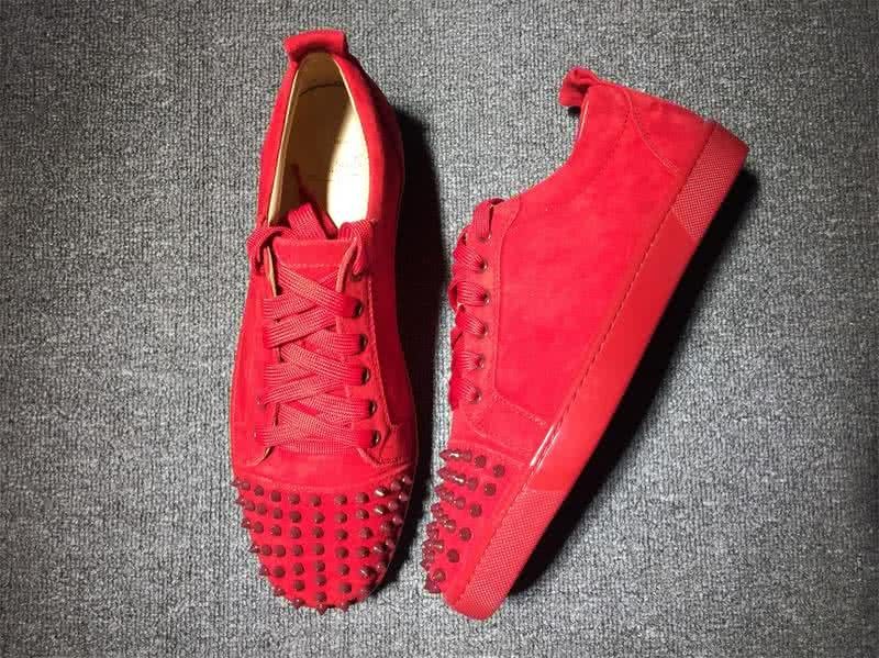 Christian Louboutin Low Top Lace-up Red Suede And Rivets On Toe Cap 3