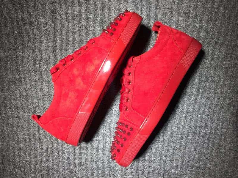 Christian Louboutin Low Top Lace-up Red Suede And Rivets On Toe Cap 5