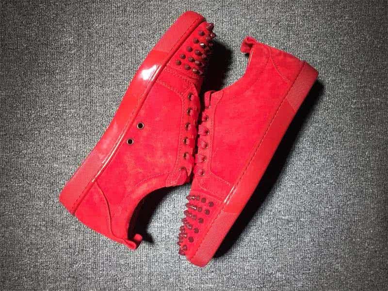 Christian Louboutin Low Top Lace-up Red Suede And Rivets On Toe Cap 6