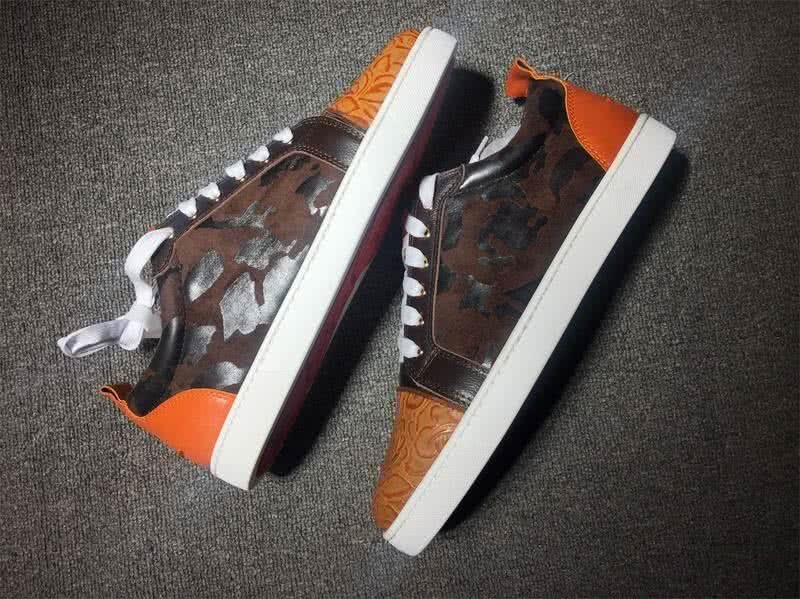 Christian Louboutin Low Top Lace-up Brown Black Camel Floral Patterns 5