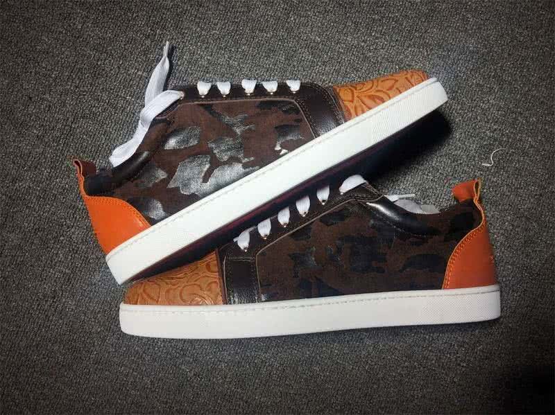 Christian Louboutin Low Top Lace-up Brown Black Camel Floral Patterns 9