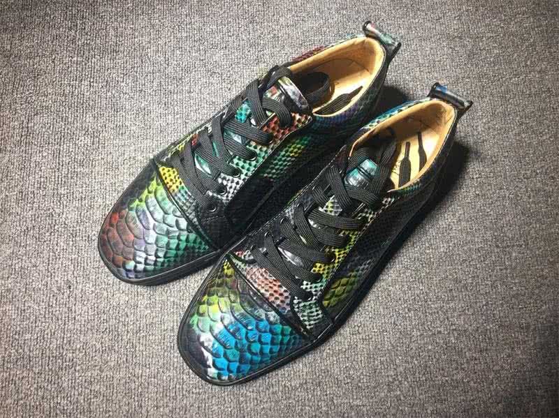 Christian Louboutin Low Top Lace-up Colored Fake Snakeskin And Black Upper 1