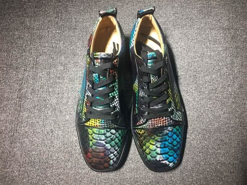 Christian Louboutin Low Top Lace-up Colored Fake Snakeskin And Black Upper 3