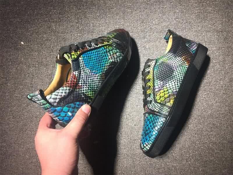 Christian Louboutin Low Top Lace-up Colored Fake Snakeskin And Black Upper 7