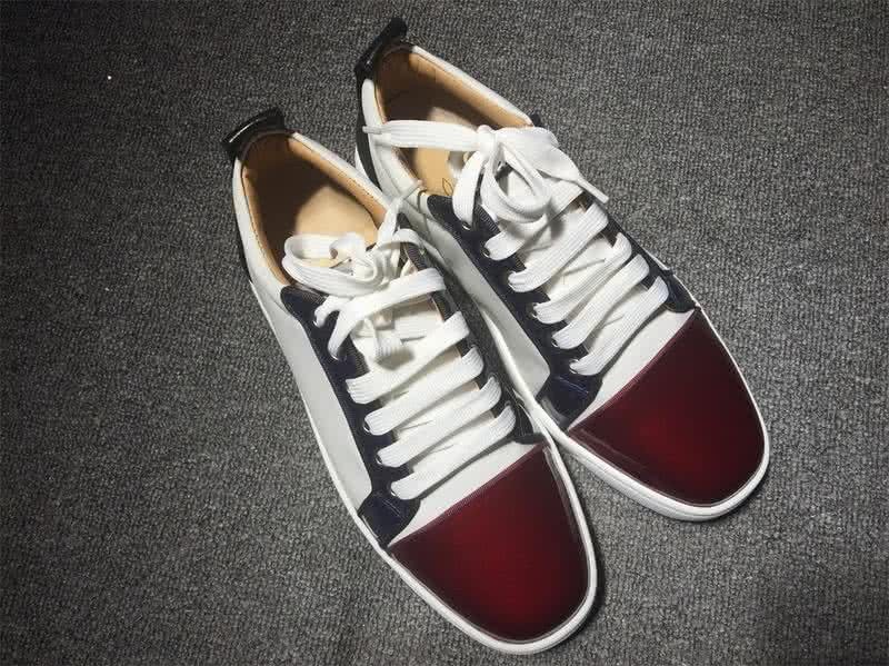 Christian Louboutin Low Top Lace-up Wine White And Black 3