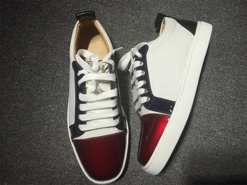 Christian Louboutin Low Top Lace-up Wine White And Black 2